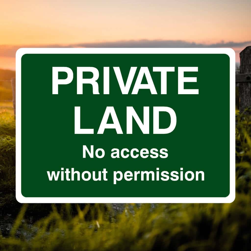 Private Land No Access Permission Sign Green - The Safety Sheep Store