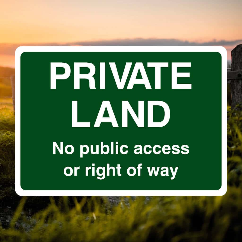 Private Land No Public Access Or Right Of Way Sign Green - The Safety Sheep Store