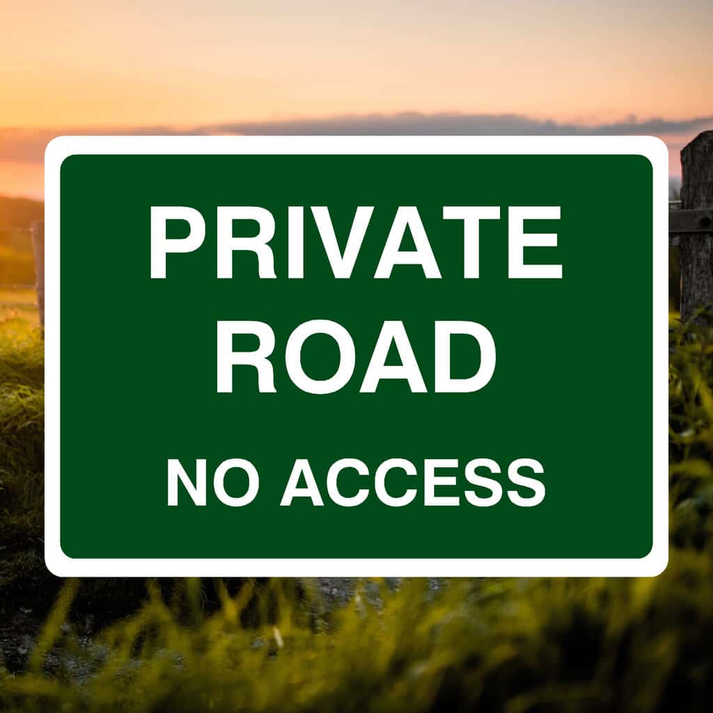 Private Road No Access Sign Green - The Safety Sheep Store
