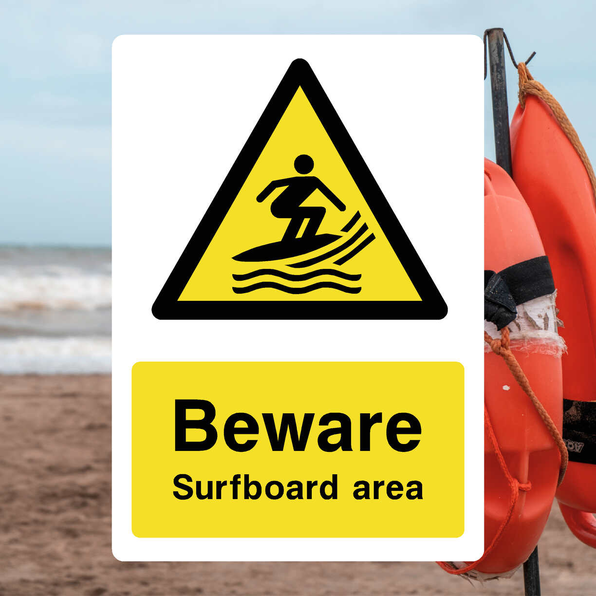 Surfboard Area Sign - The Safety Sheep Store