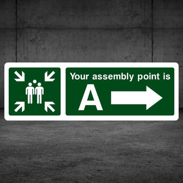 Assembly Point A Fire Sign With Right Arrow - The Safety Sheep Store
