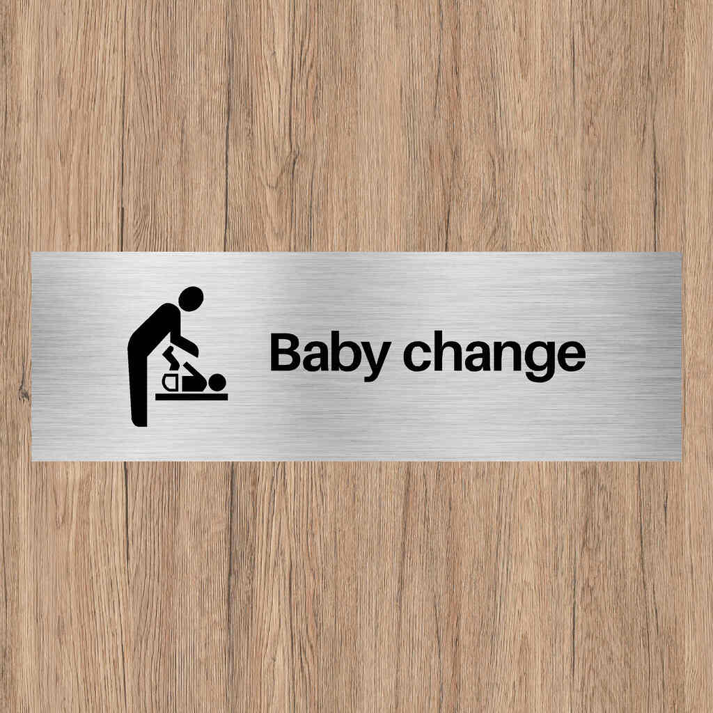 Baby Change Sign in Brushed Silver-The Safety Sheep Store