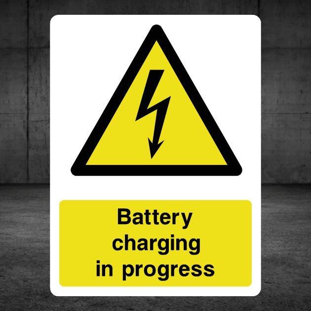 Battery Charging In Progress Electrical Hazard Sign-The Safety Sheep Store