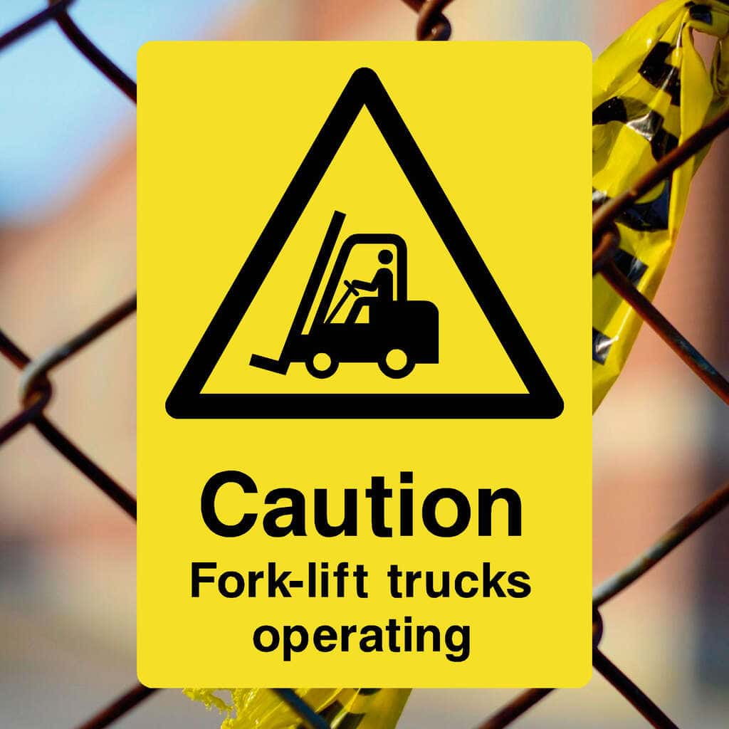 Caution Fork Lift Trucks Operating Yellow Sign-The Safety Sheep Store
