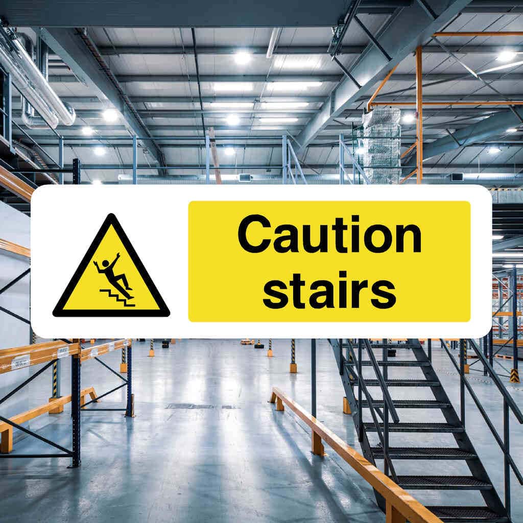 Caution Stairs Sign Landscape-The Safety Sheep Store