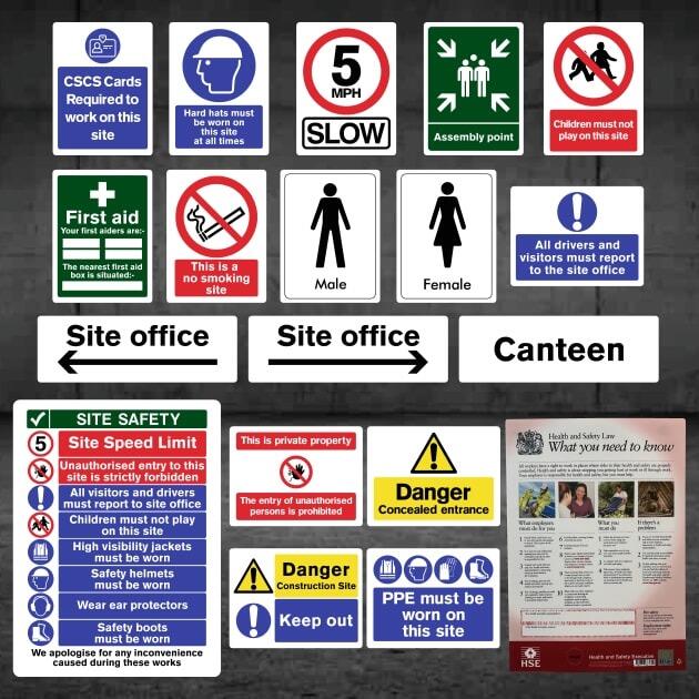Hsse Signage Complete Construction 47‑Pack Signs G – The Safety Sheep Store