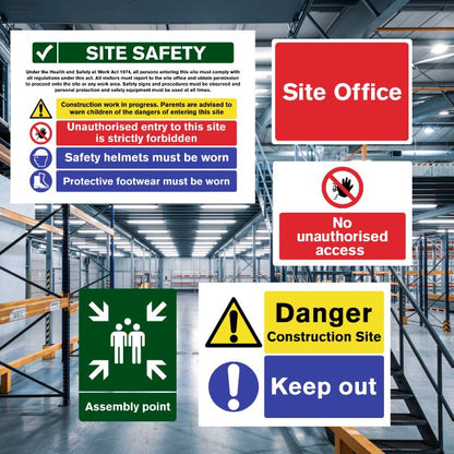 Complete Construction Site Safety Sign 5 Pack + HSE Poster - Pack C-The Safety Sheep Store