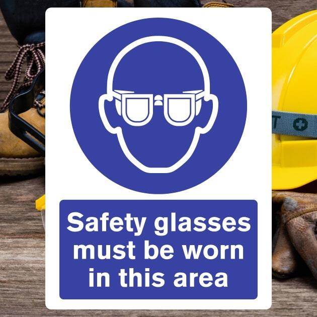 Safety Glasses Must Be Worn In This Area Sign - The Safety Signs Store
