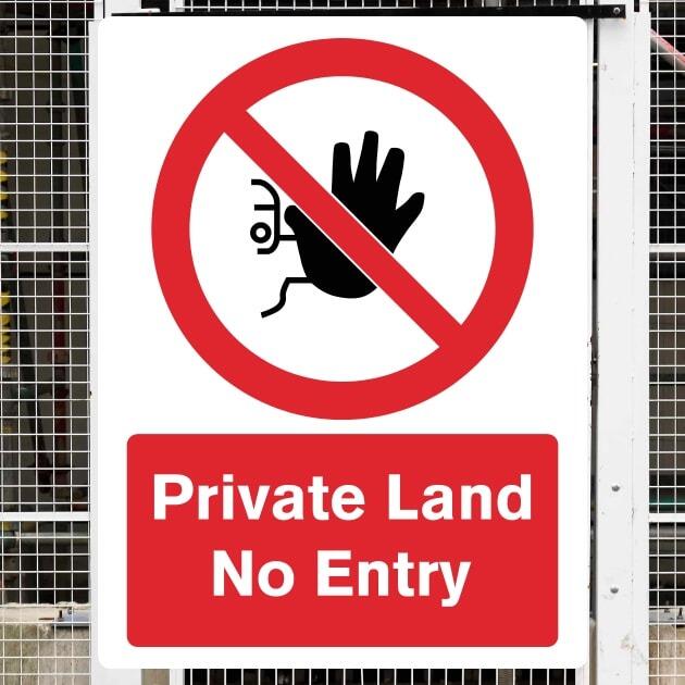 Private Land No Entry Portrait Sign | The Safety Signs Store