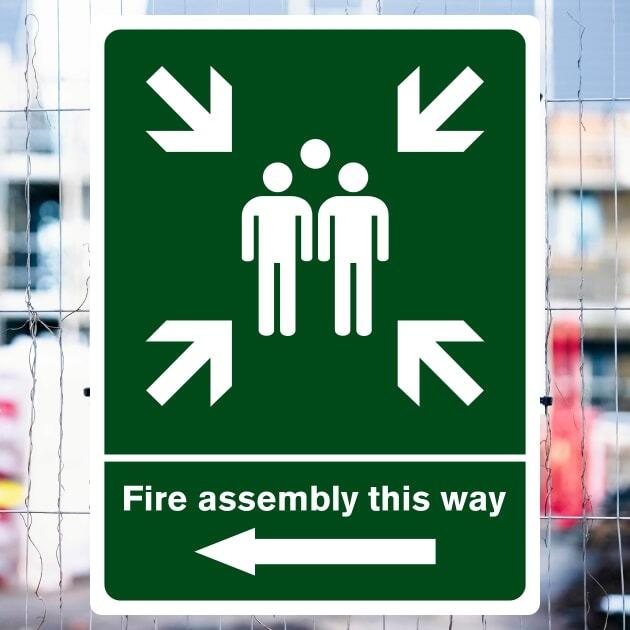 Fire Assembly This Way Left Arrow Sign - The Safety Signs Store