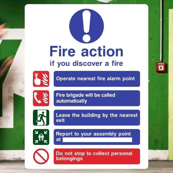 Fire Action 5‑Point Safety Sign | Safety Sheep – The Safety Sheep Store