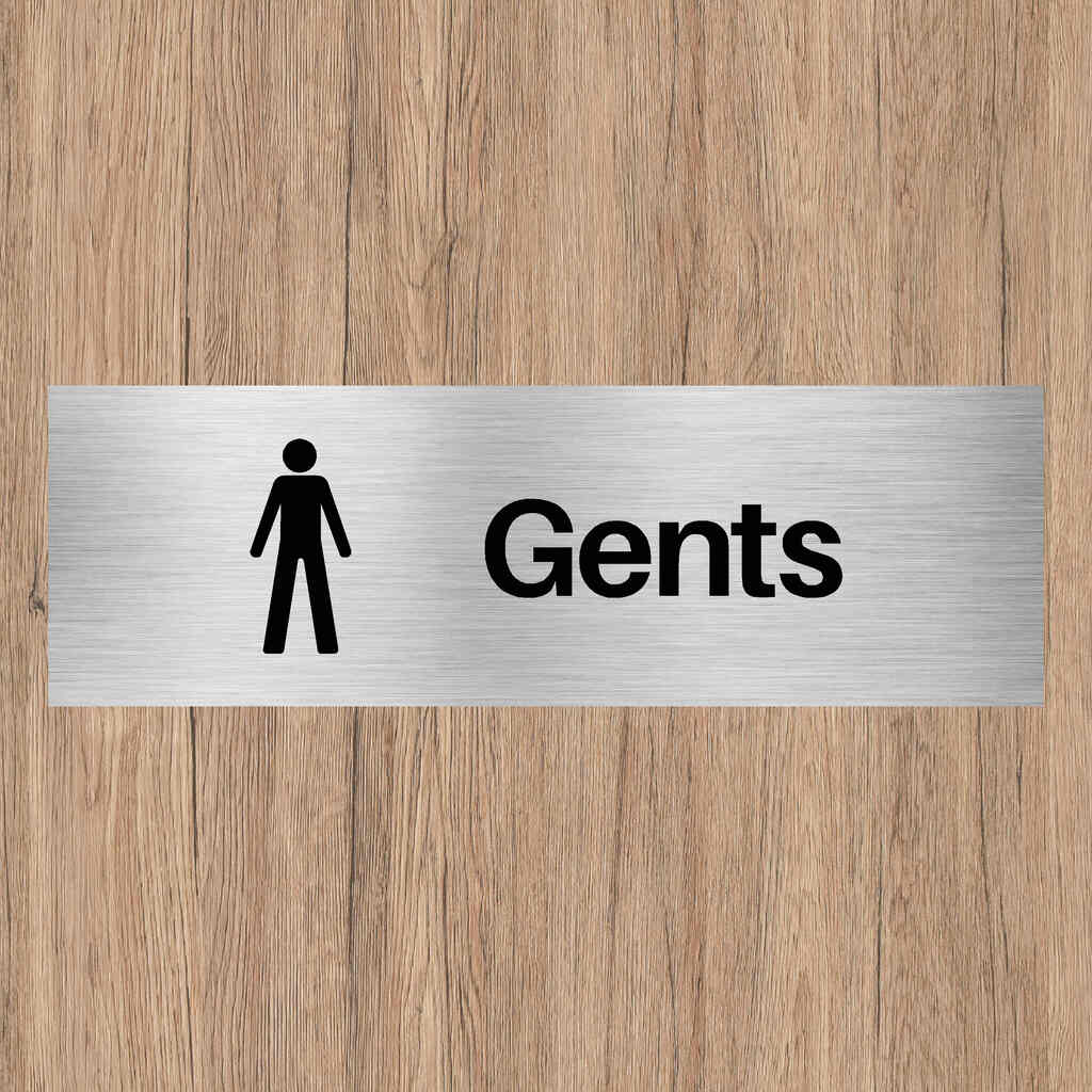 Gents Toilet Sign Brushed Silver Landscape-The Safety Sheep Store