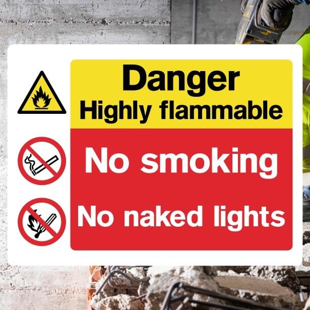Highly Flammable No Smoking No Naked Lights Danger Sign-The Safety Sheep Store