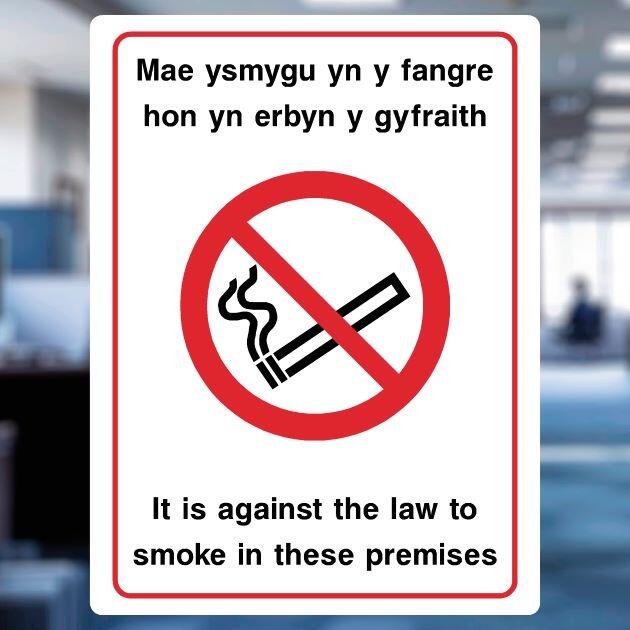 It Is Against The Law To Smoke Sign Welsh Version-The Safety Sheep Store
