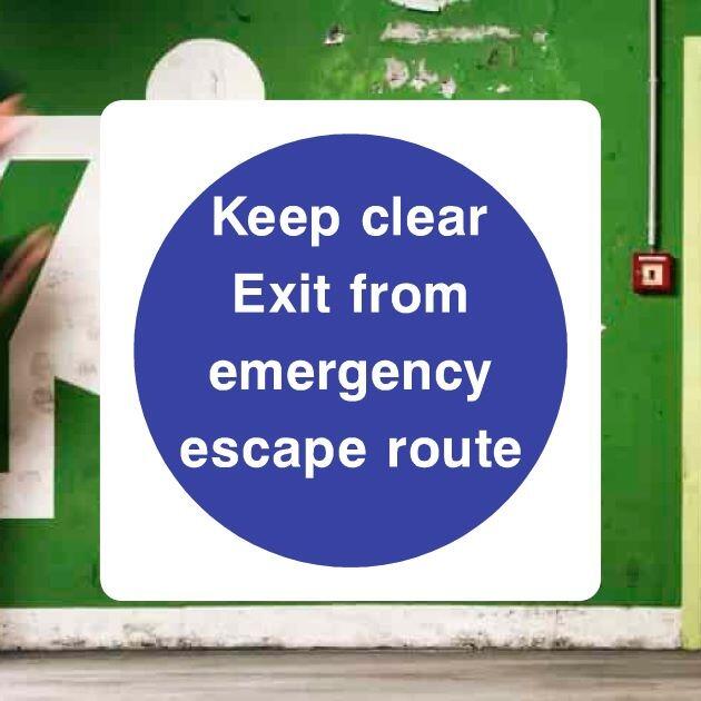 Keep Clear Exit From Emergency Escape Route Fire Door Sign-The Safety Sheep Store
