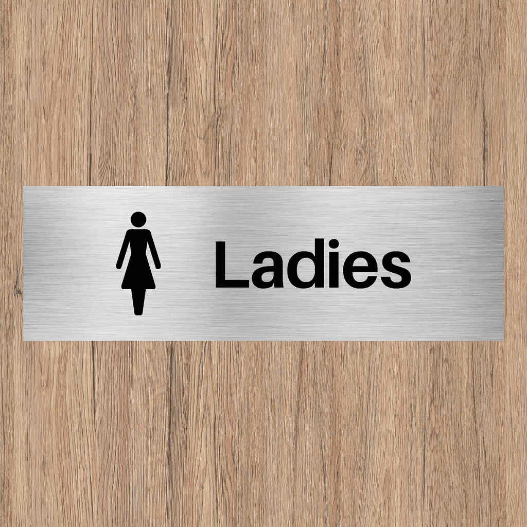 Ladies Toilet Sign in Brushed Silver-The Safety Sheep Store
