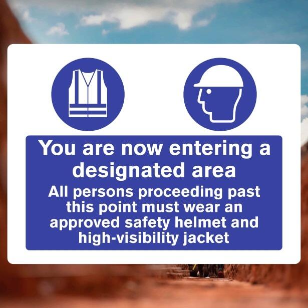 Entering Designated Area Sign - The Safety Signs Store