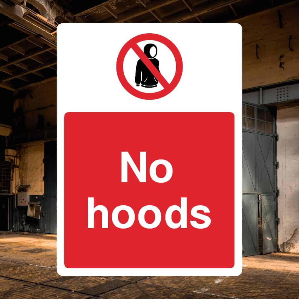 No Hoods Sign-The Safety Sheep Store