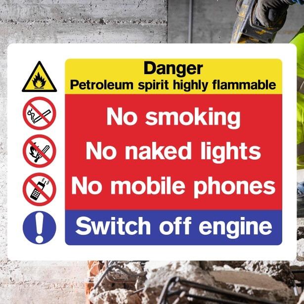 Petroleum Spirit No Smoking Or Phones Sign-The Safety Sheep Store