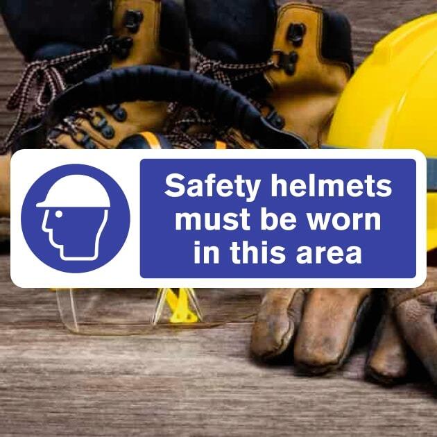 Safety Helmets Must Be Worn In This Area Sign - The Safety Signs Store
