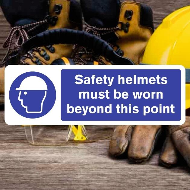 Safety Helmets Beyond This Point Sign - The Safety Signs Store