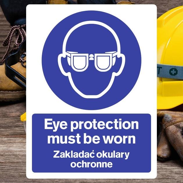 Eye Protection Must Be Worn Sign (Polish) - The Safety Signs Store