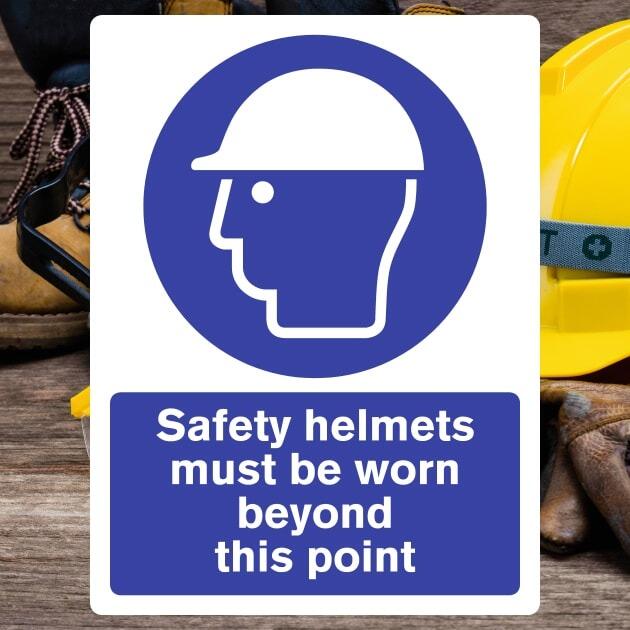Safety Helmets Must Be Worn Beyond This Point Sign - The Safety Signs Store