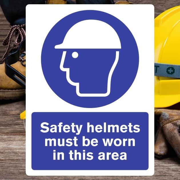 Safety Helmets Must Be Worn In This Area Sign - The Safety Signs Store