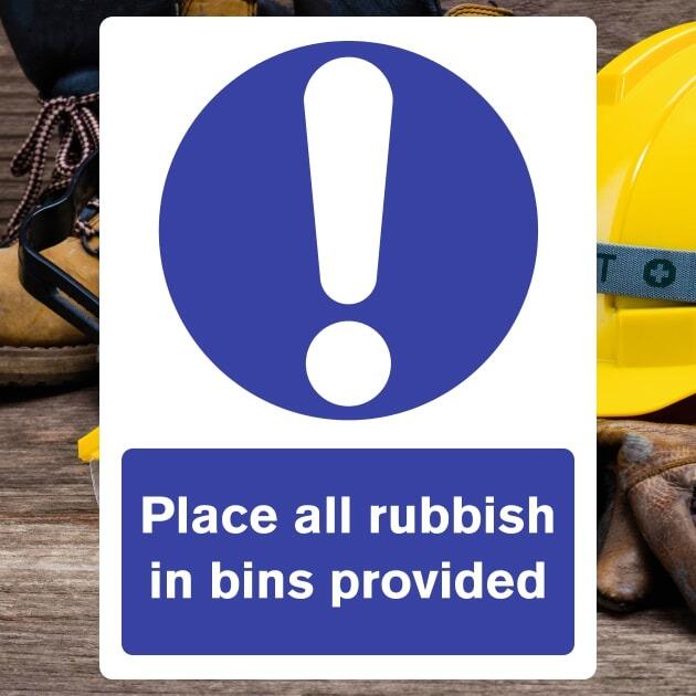 Place Rubbish In Bins Provided Sign - The Safety Signs Store