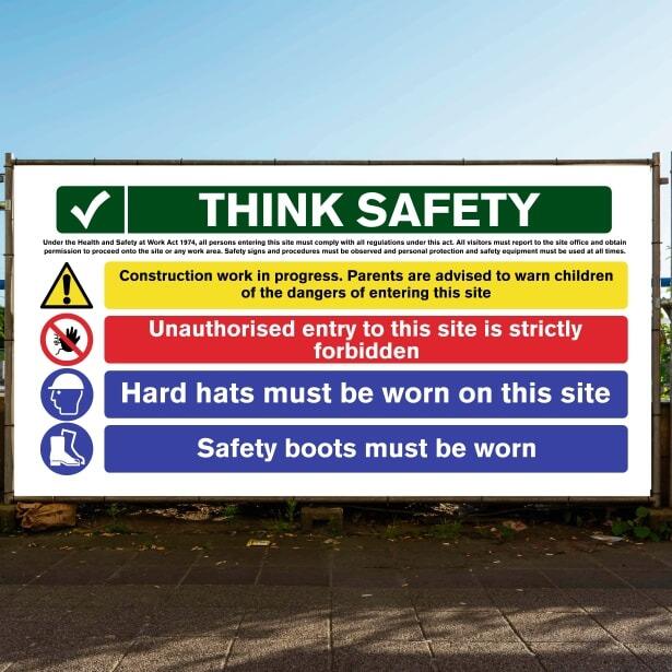 Site Safety Banner Boots Hard Hats Multi Message-The Safety Sheep Store