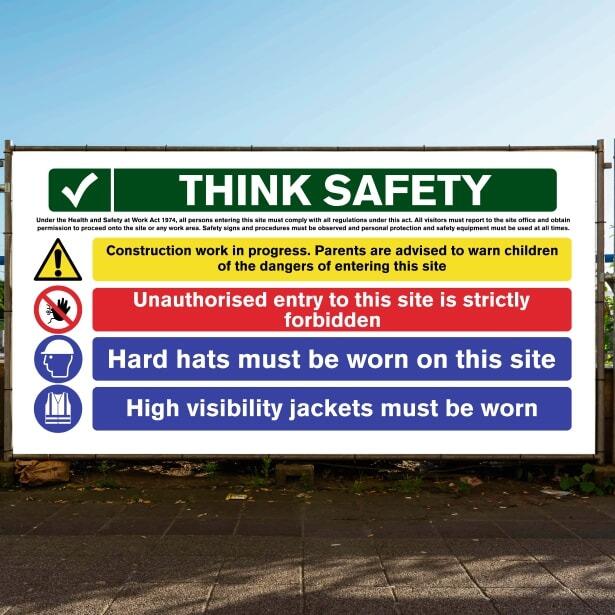 Site Safety Banner Hard Hats Hi Vis Multi Message-The Safety Sheep Store