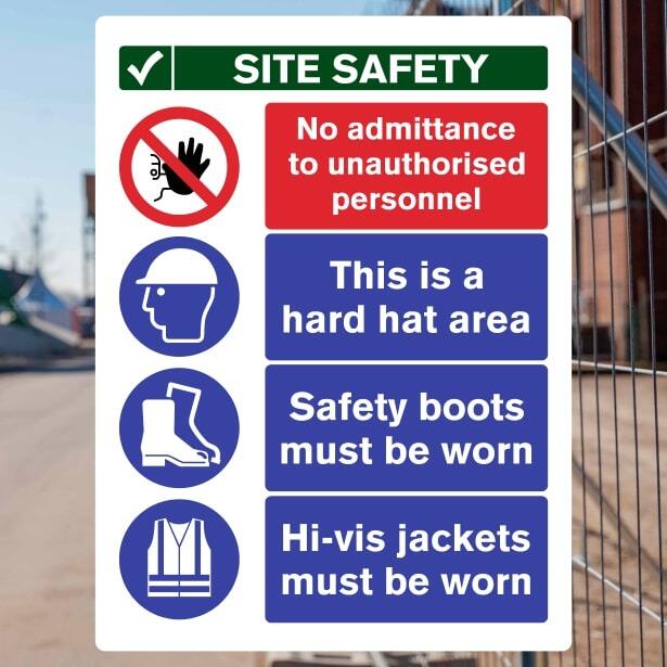 Site Safety No Admittance For Unauthorised Personnel Multi-Message Sign-The Safety Sheep Store