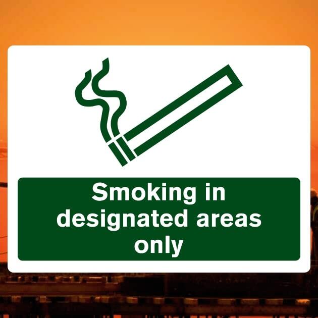 Smoking In Designated Areas Only Hazard Sign-The Safety Sheep Store