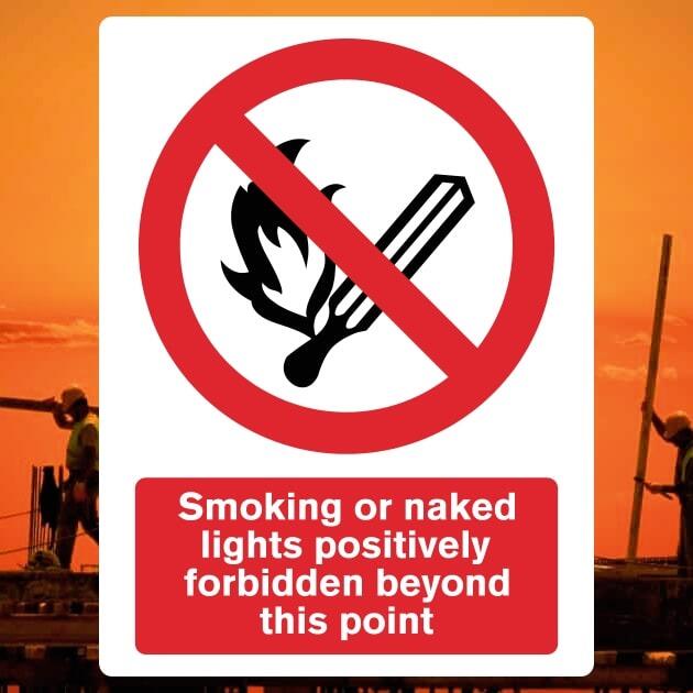Smoking Or Naked Lights Positively Forbidden Hazard Sign-The Safety Sheep Store