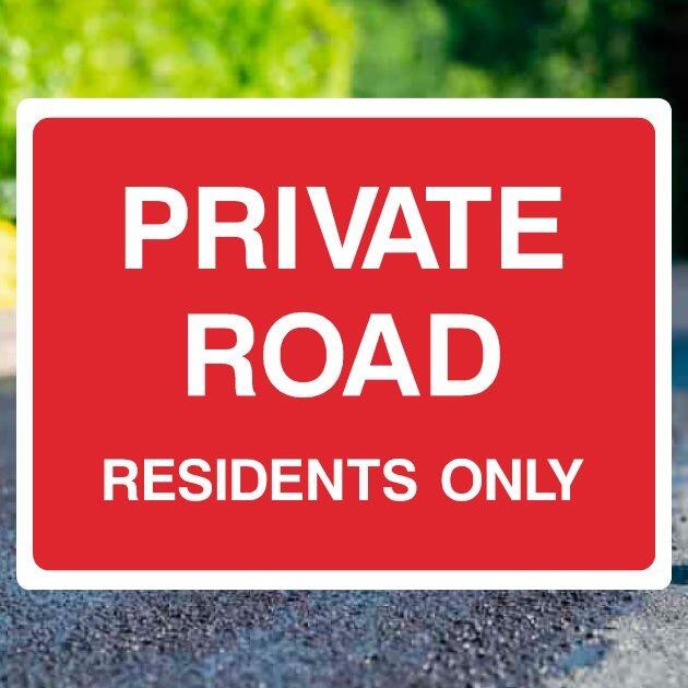 Private Road Residents Only Red Sign - UK Safety Signs Store