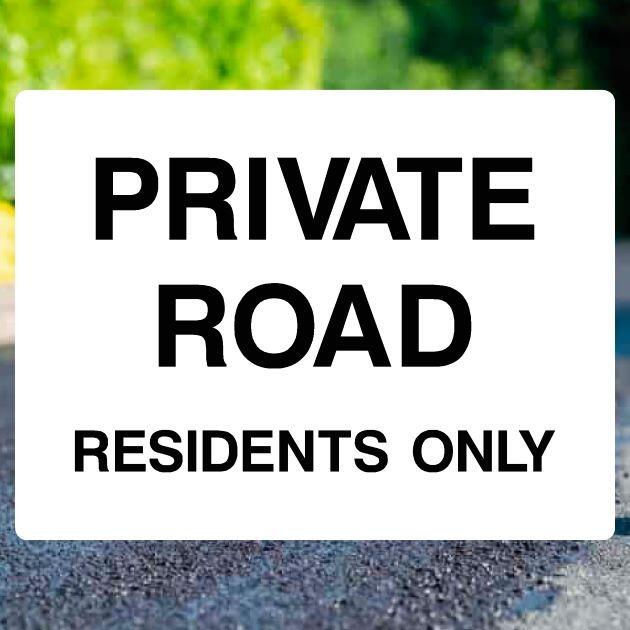 Private Road Residents Only White Sign - UK Safety Signs Store
