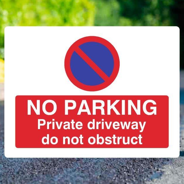 No Parking Private Driveway Do Not Obstruct P Sign Landscape - UK Safety Signs Store