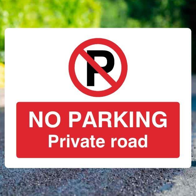 No Parking Private Road P Sign Landscape - UK Safety Signs Store