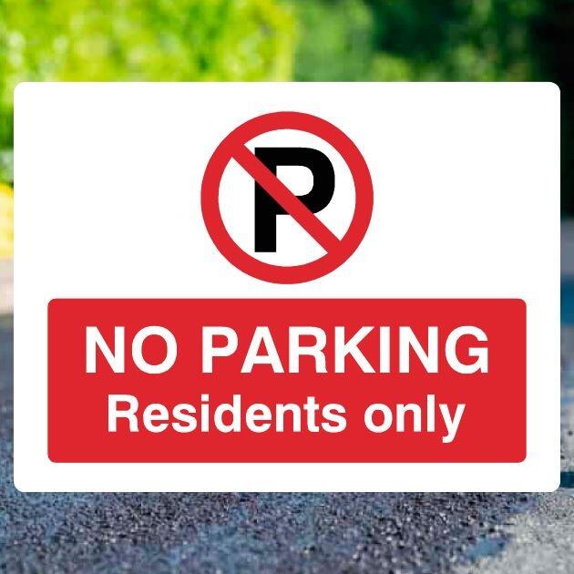 No Parking Residents Only P Sign Landscape - UK Safety Signs Store
