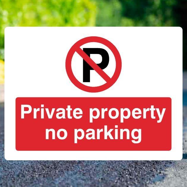 Private Property No Parking P Sign Landscape - UK Safety Signs Store