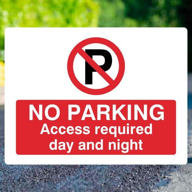 No Parking Access Required Day And Night P Sign Landscape - UK Safety Signs Store