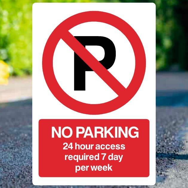 No Parking 24 Hour Access Required 7 Days P Sign Portrait - UK Safety Signs Store