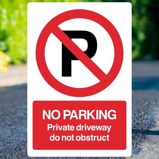No Parking Private Driveway Do Not Obstruct P Sign Portrait - UK Safety Signs Store