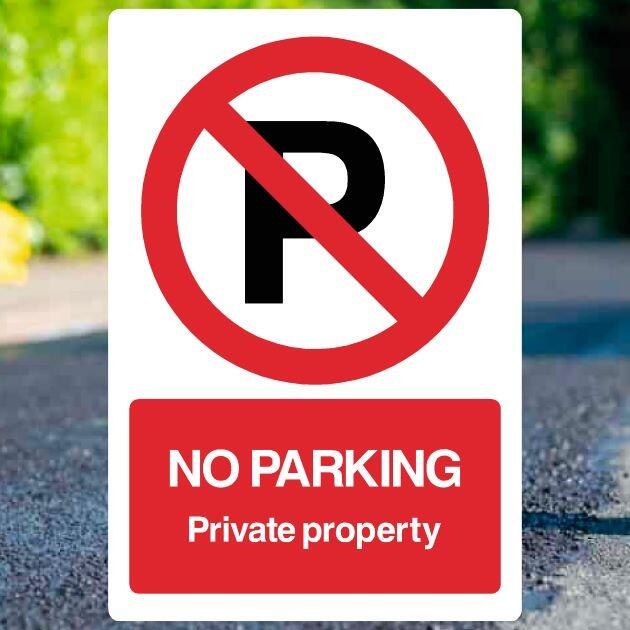 No Parking Private Property P Sign Portrait - UK Safety Signs Store