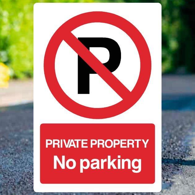 Private Property No Parking Sign Portrait - UK Safety Signs Store