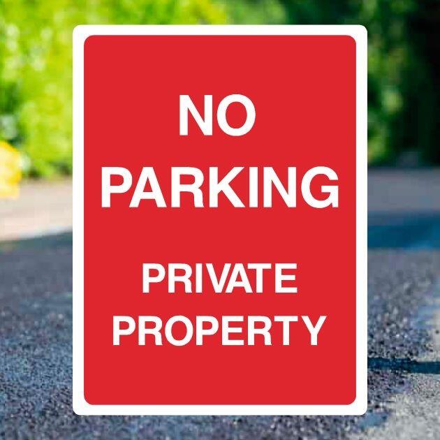 No Parking Private Property Red Sign Portrait - UK Safety Signs Store