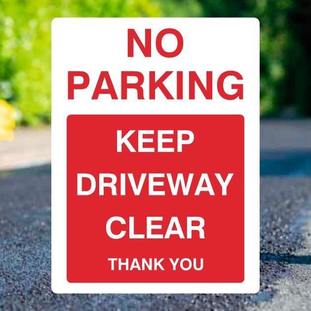 No Parking Keep Driveway Clear Portrait Sign - UK Safety Signs Store