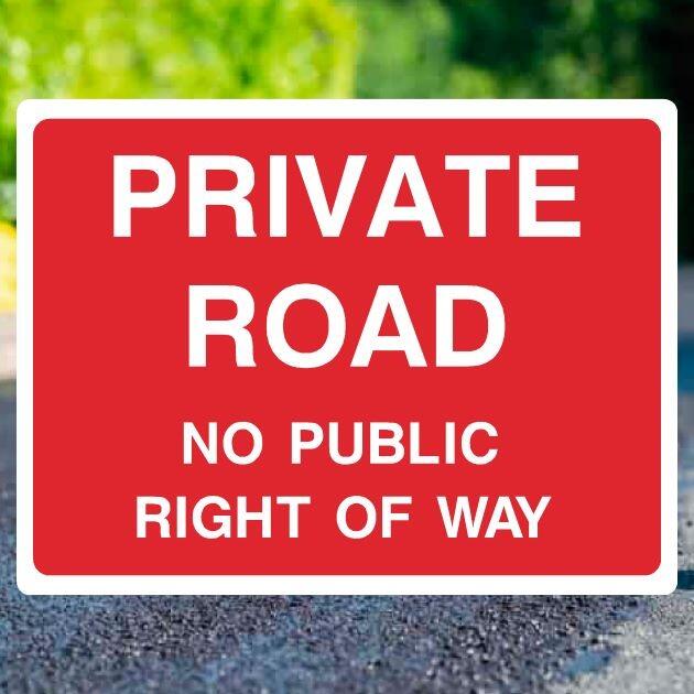 Private Road No Public Right Of Way Red Sign Landscape - UK Safety Signs Store