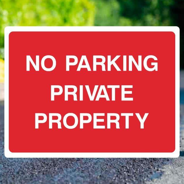 No Parking Private Property Red Sign Landscape - UK Safety Signs Store