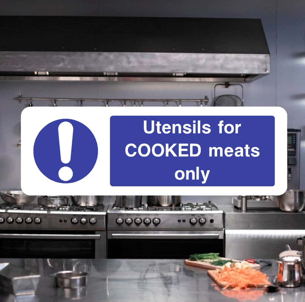 Utensils For Cooked Meats Only Sign-The Safety Sheep Store